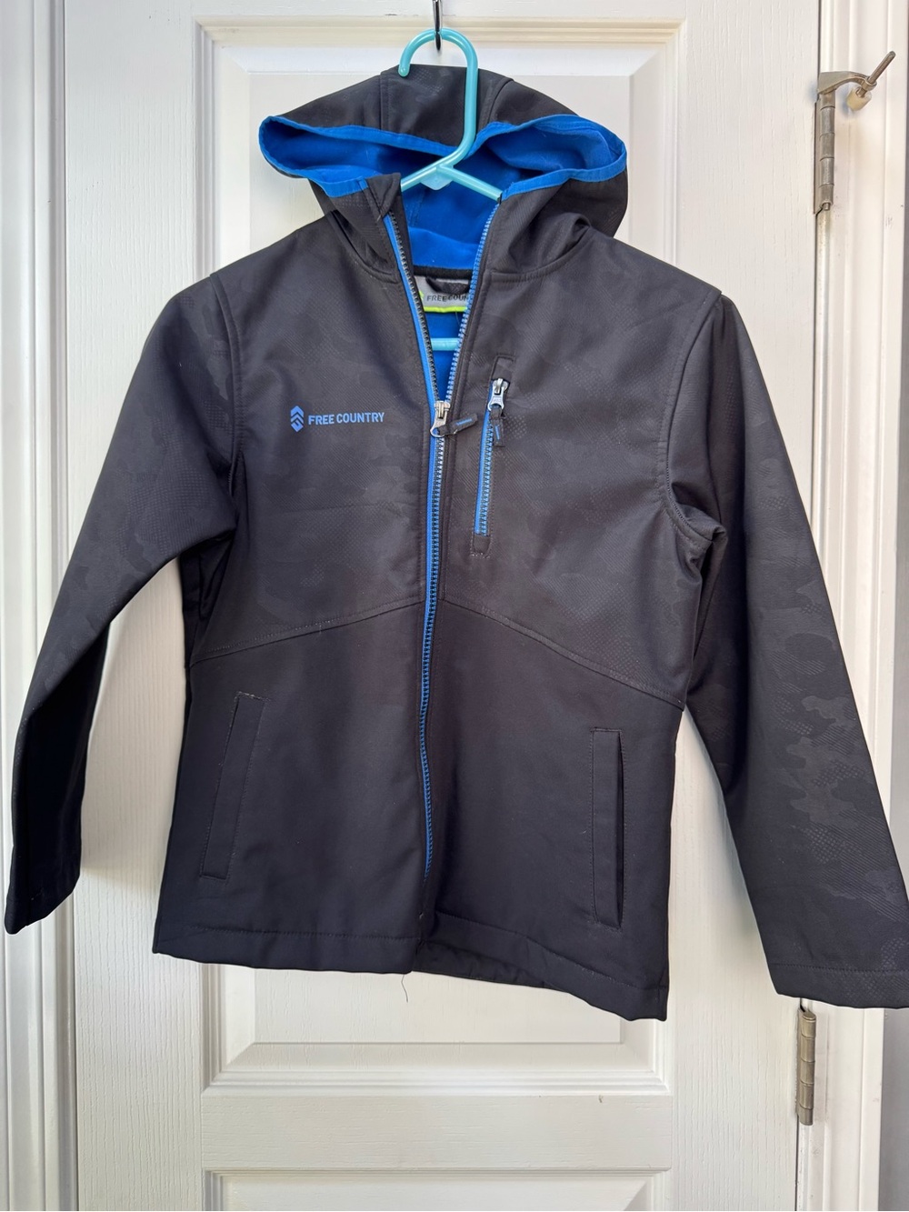 Free Country Kids Black Hooded Jacket with Blue Lining